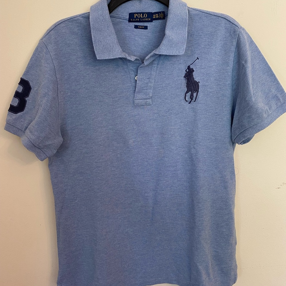 Polo Ralph Lauren Boys Light Blue Polo Shirt Size Extra Large (XL)